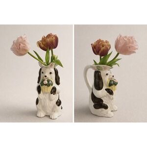 Vintage The Haldon Group 1993 Ceramic Spaniel Dog Pitcher / Vase – Made in Japan